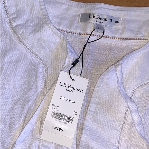 NWT LK Bennett White Linen Tunic Dress, Size Small - Picture 4 of 15